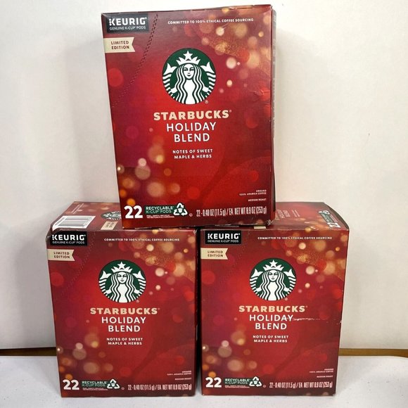 Starbucks Dining 3 Boxes 222 Starbucks Holiday Blend Medium Roast Coffee Kcups Exp 623